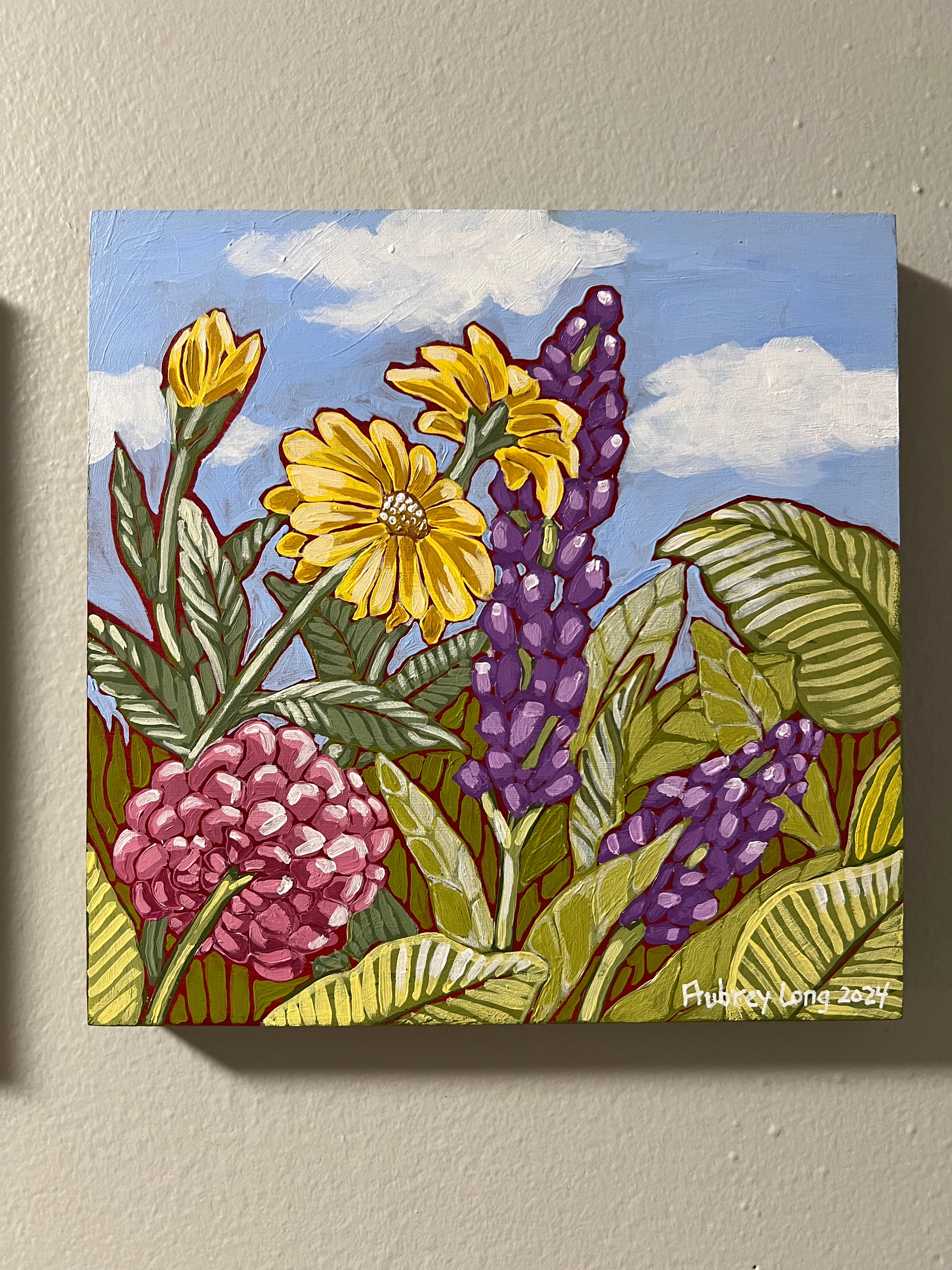 Flower Garden with Goldfinch Triptych