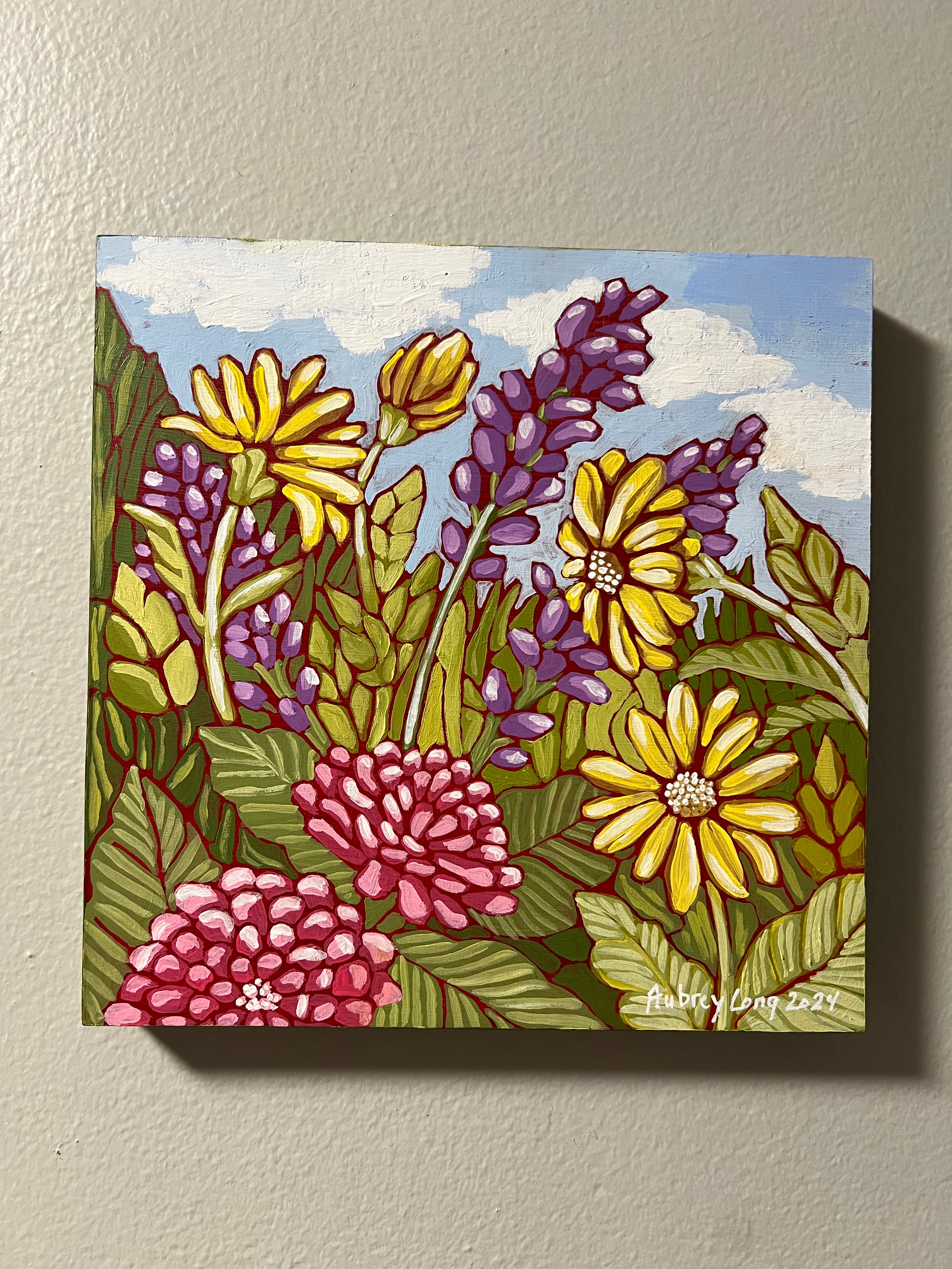 Flower Garden with Goldfinch Triptych