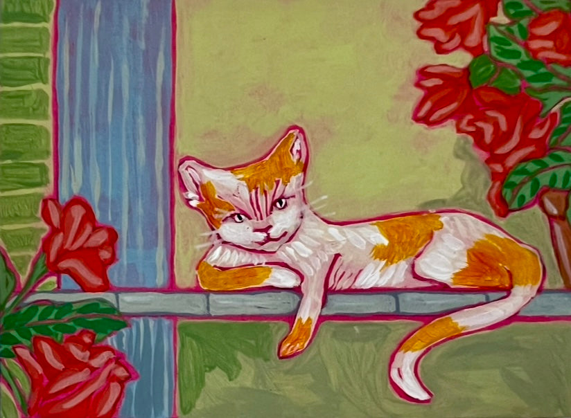 Sunbathing Maui Cat Print 4.25" x 5.5"